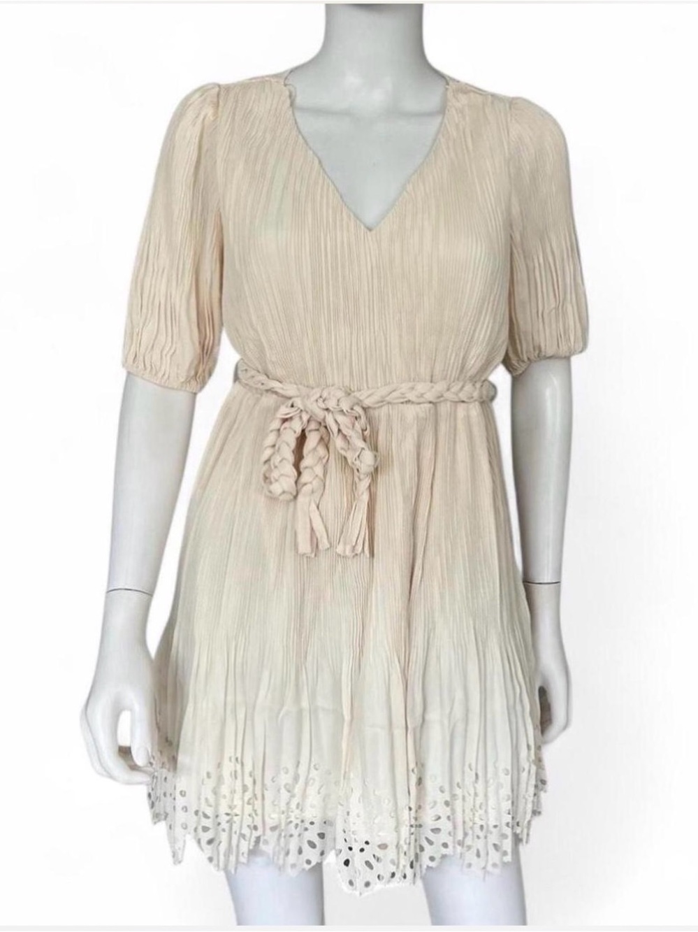 LENA  ribbed/pleated detailing mini dress size S L - Picture 5 of 7